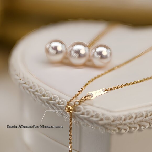 New 18k Yellow Gold Multiple Pearl Necklace Pendant - Picture 6 of 6